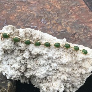 10k Gold Green Apple Jade Bracelet